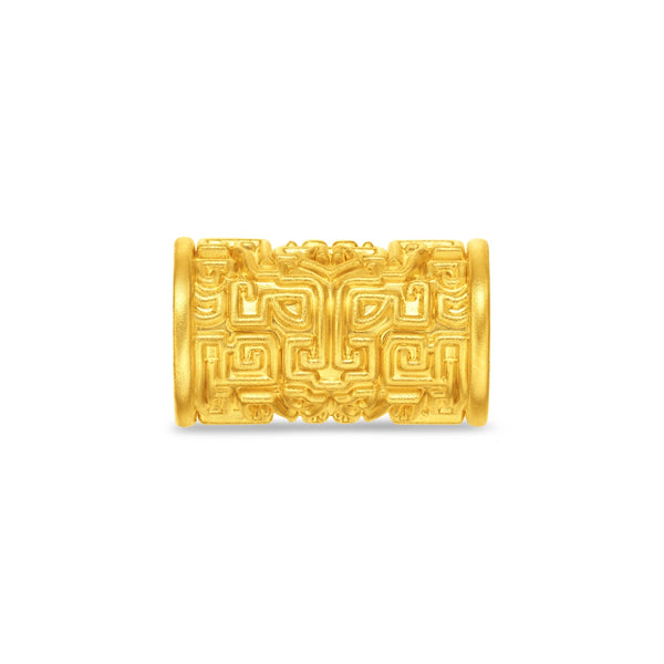 周大福 999 24K足金福禄祥云如意金锁转运珠