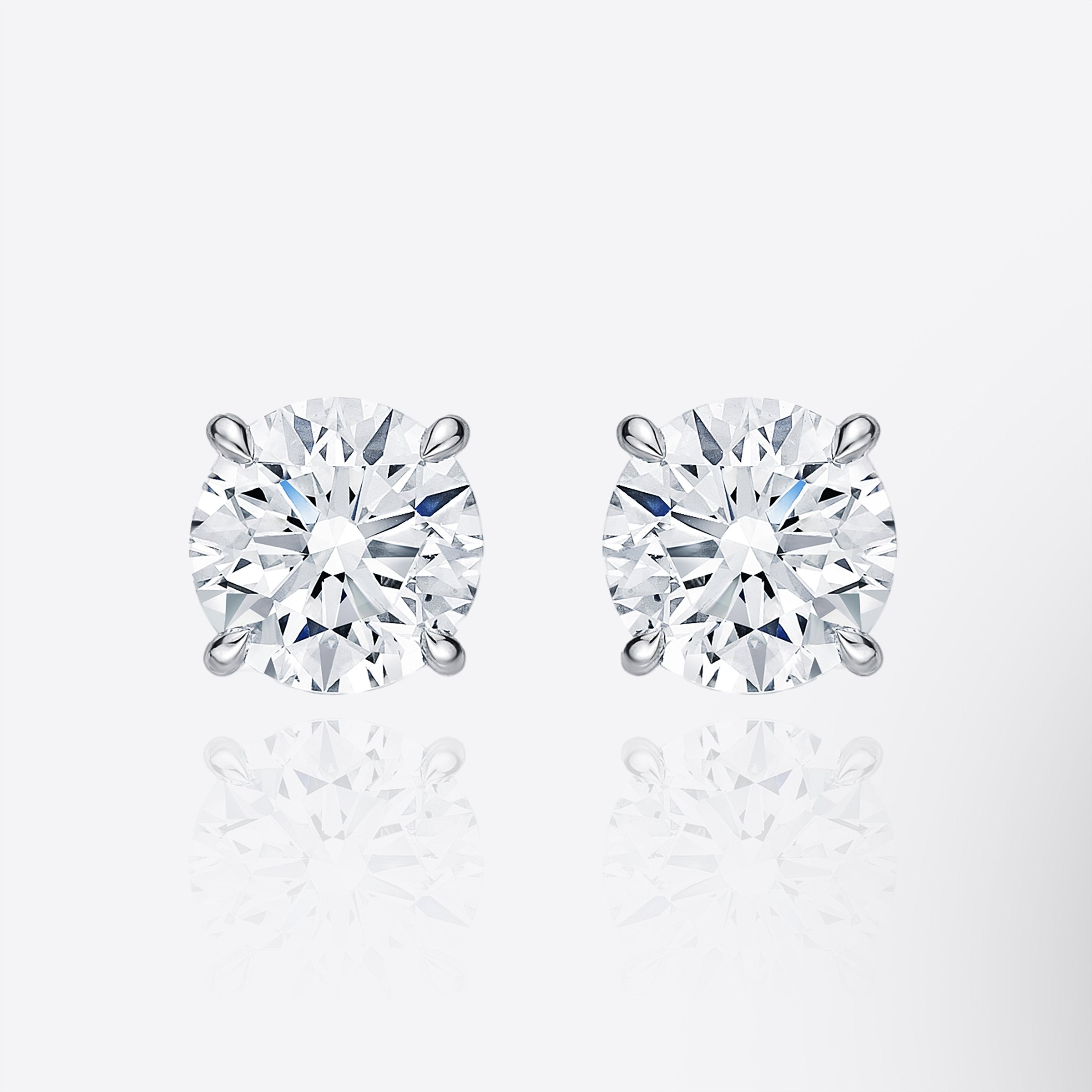 Kat & Chlo 钻石系列之18K金白金四爪镶嵌单钻耳钉– Gem Hooray 珠宝汇