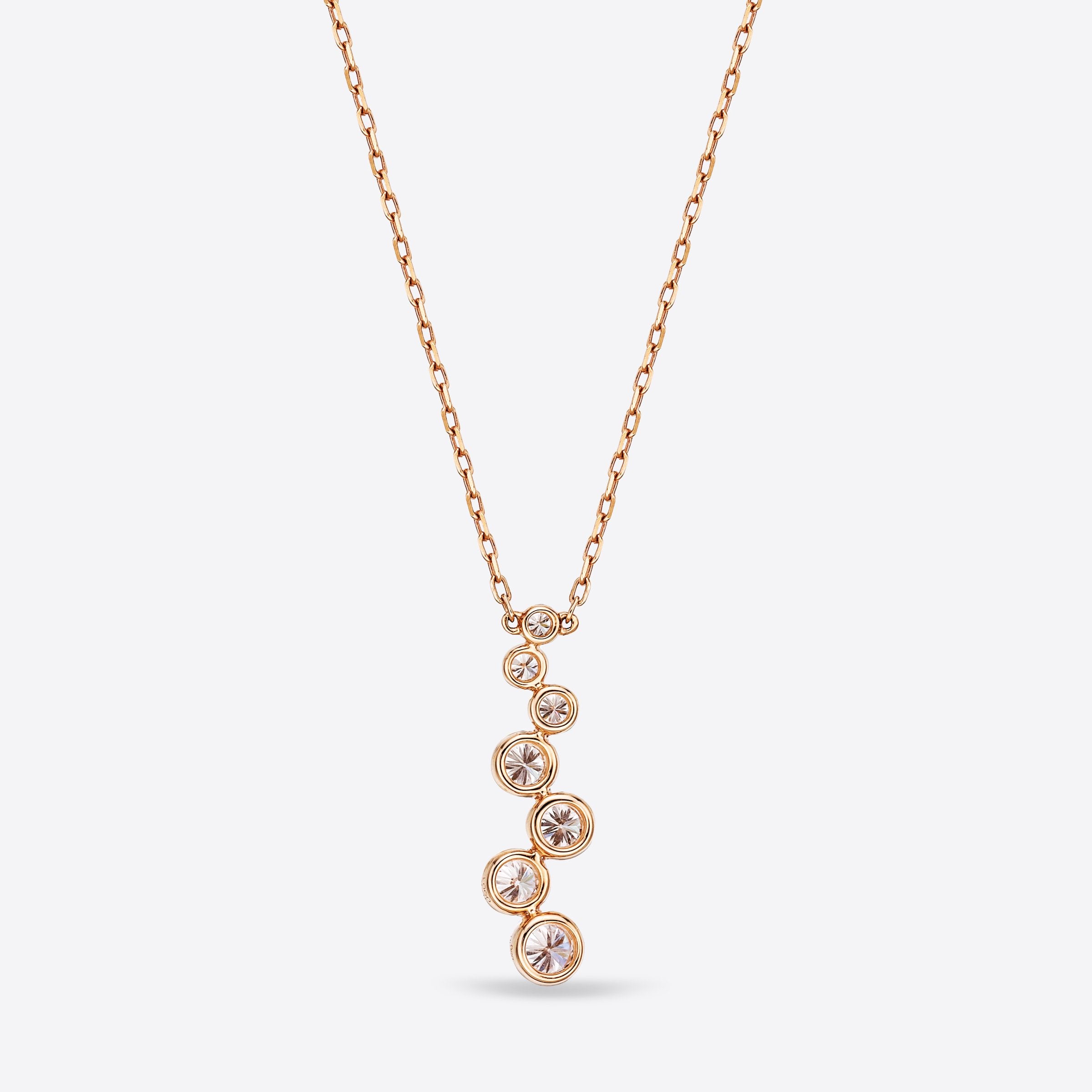 14k Rose Gold and Diamond Breast Cancer Ribbon Necklace - Kat's