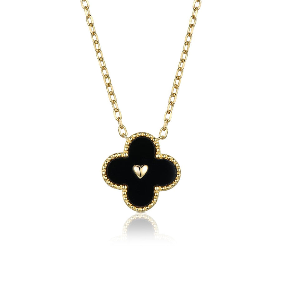MyMiss 18K Gold-Plated Sterling Silver Black Agate Clover Necklace – Gem  Hooray 珠宝汇