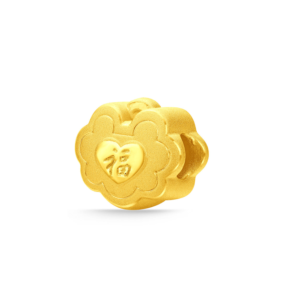 周大福 999 24K足金福禄祥云如意金锁转运珠