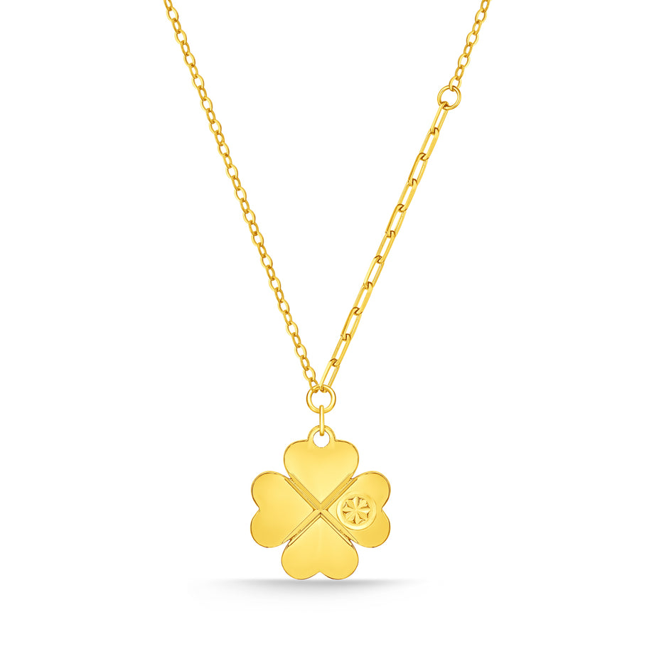 周大福999 24K足金幸运四叶草项链– Gem Hooray 珠宝汇