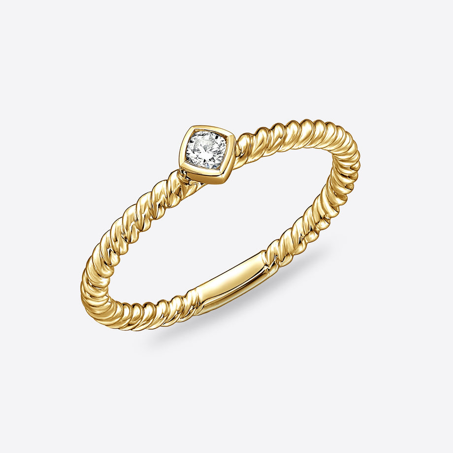 Kat & Chlo 钻石系列之14K金黄金菱形独钻叠戴戒指– Gem Hooray 珠宝汇
